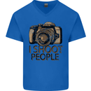 Photography I Shoot People Photographer Mens V-Neck Cotton T-Shirt Royal Blue