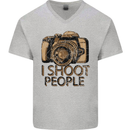 Photography I Shoot People Photographer Mens V-Neck Cotton T-Shirt Sports Grey