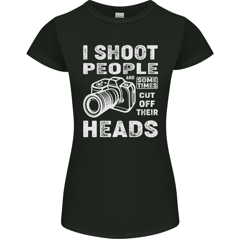 Photography I Shoot People Photographer Womens Petite Cut T-Shirt Black