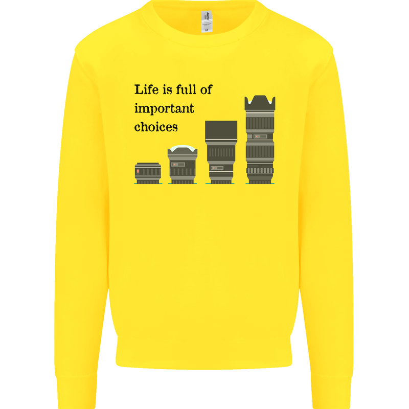 Photography Important Choices Photographer Kids Sweatshirt Jumper Yellow