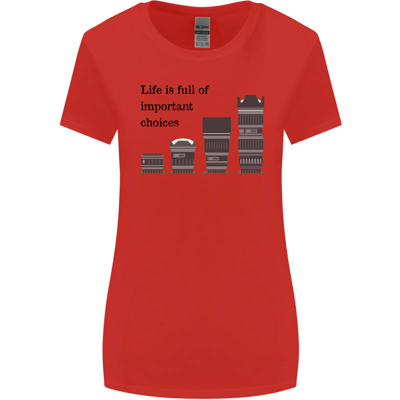 Photography Important Choices Photographer Womens Wider Cut T-Shirt Red