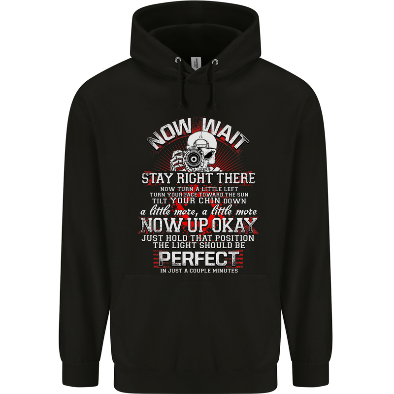 Photography Now Wait Photographer Funny Childrens Kids Hoodie Black