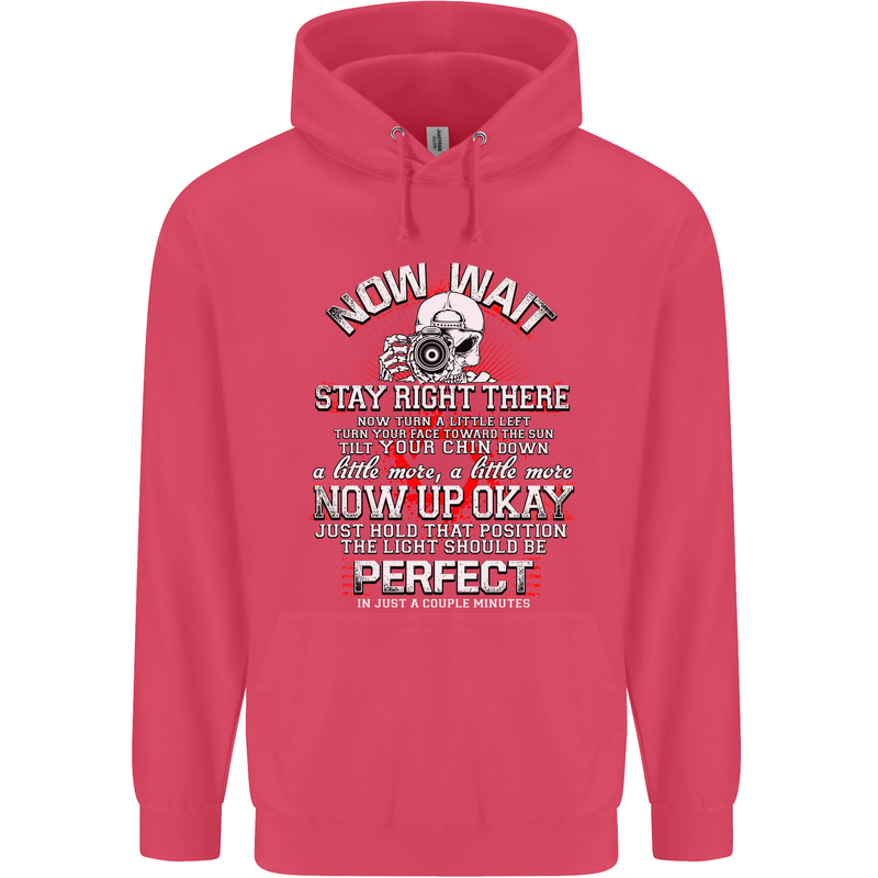 Photography Now Wait Photographer Funny Childrens Kids Hoodie Heliconia