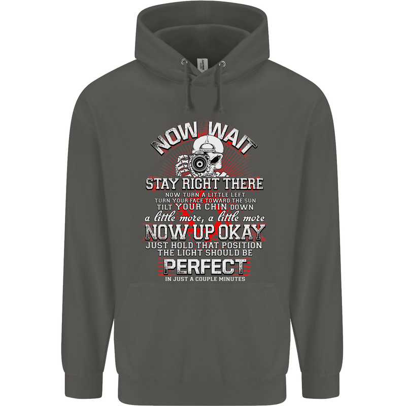 Photography Now Wait Photographer Funny Childrens Kids Hoodie Storm Grey