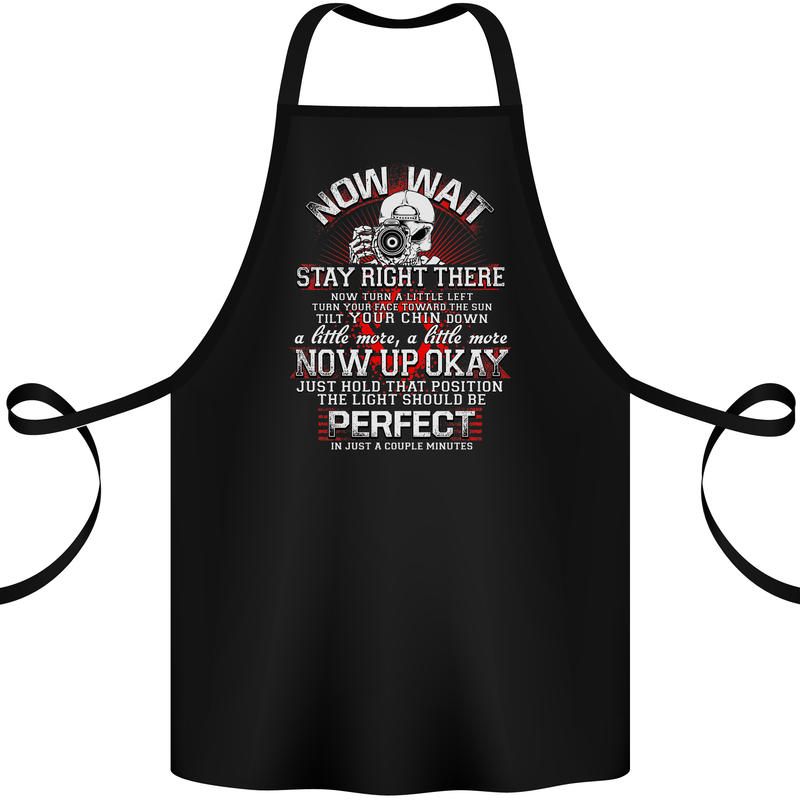 Photography Now Wait Photographer Funny Cotton Apron 100% Organic Black