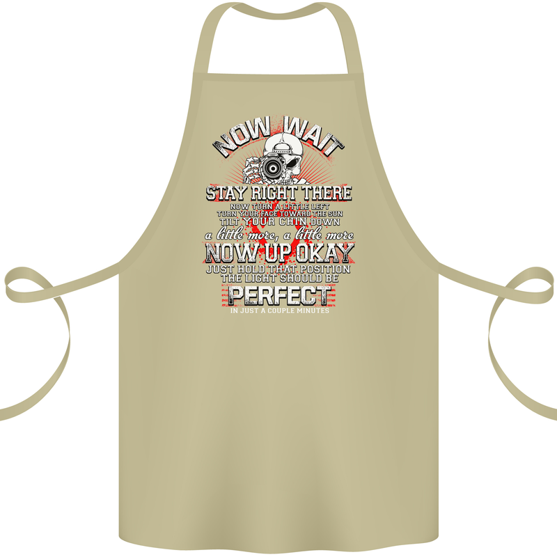 Photography Now Wait Photographer Funny Cotton Apron 100% Organic Khaki