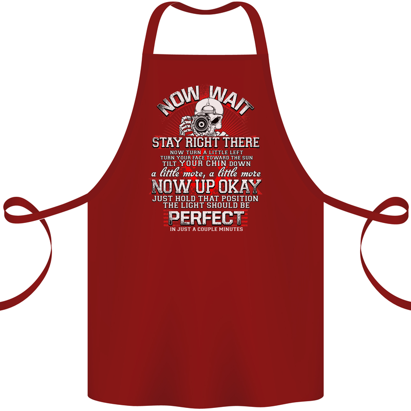 Photography Now Wait Photographer Funny Cotton Apron 100% Organic Maroon