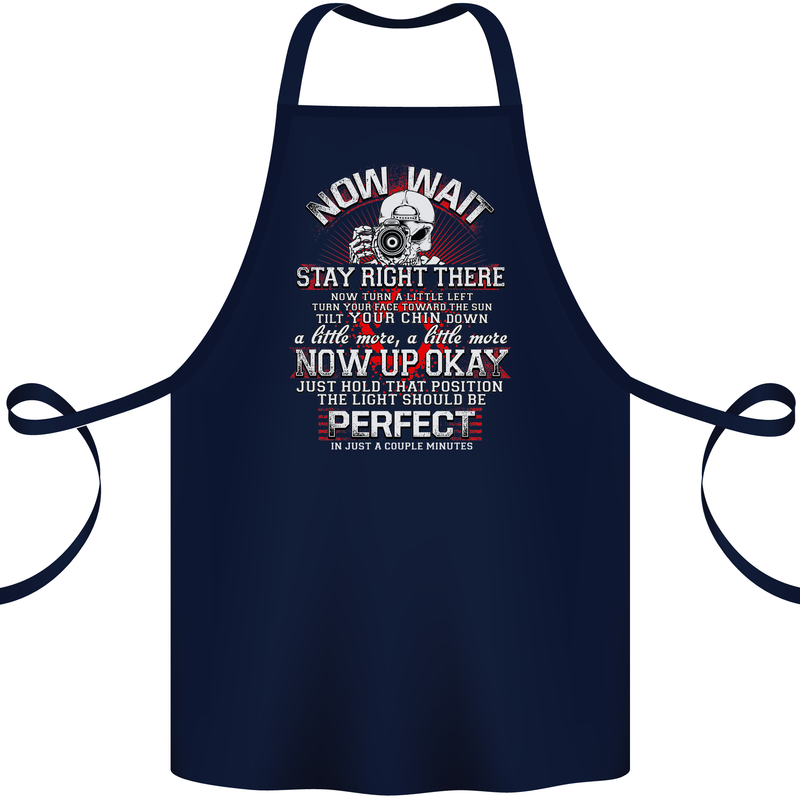 Photography Now Wait Photographer Funny Cotton Apron 100% Organic Navy Blue