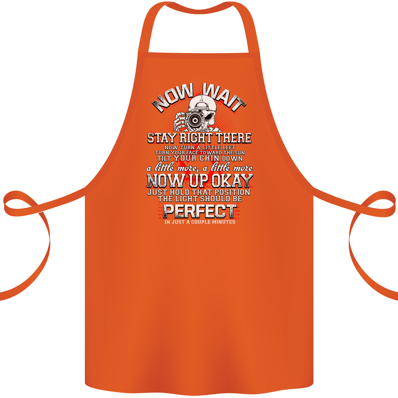 Photography Now Wait Photographer Funny Cotton Apron 100% Organic Orange