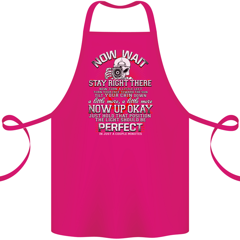 Photography Now Wait Photographer Funny Cotton Apron 100% Organic Pink