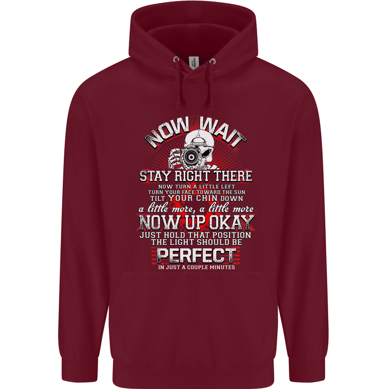 Photography Now Wait Photographer Funny Mens 80% Cotton Hoodie Maroon