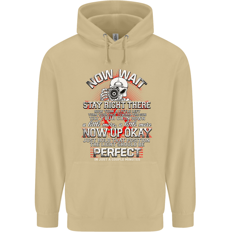 Photography Now Wait Photographer Funny Mens 80% Cotton Hoodie Sand
