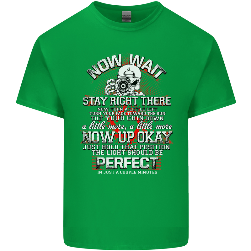 Photography Now Wait Photographer Funny Mens Cotton T-Shirt Tee Top Irish Green