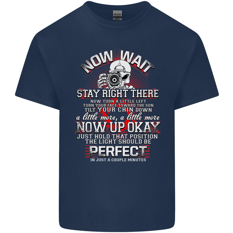 Photography Now Wait Photographer Funny Mens Cotton T-Shirt Tee Top Navy Blue