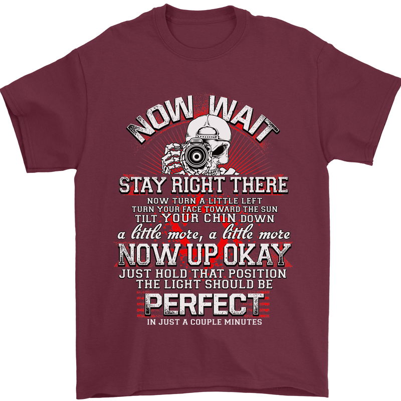 Photography Now Wait Photographer Funny Mens T-Shirt Cotton Gildan Maroon