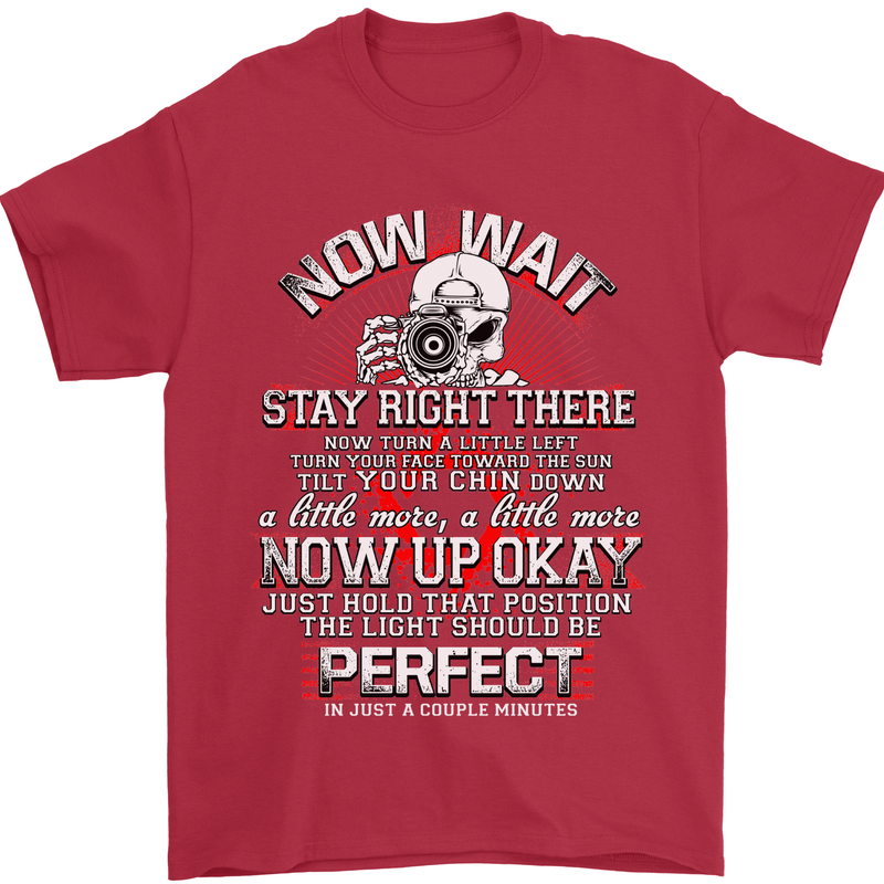 Photography Now Wait Photographer Funny Mens T-Shirt Cotton Gildan Red