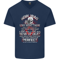Photography Now Wait Photographer Funny Mens V-Neck Cotton T-Shirt Navy Blue