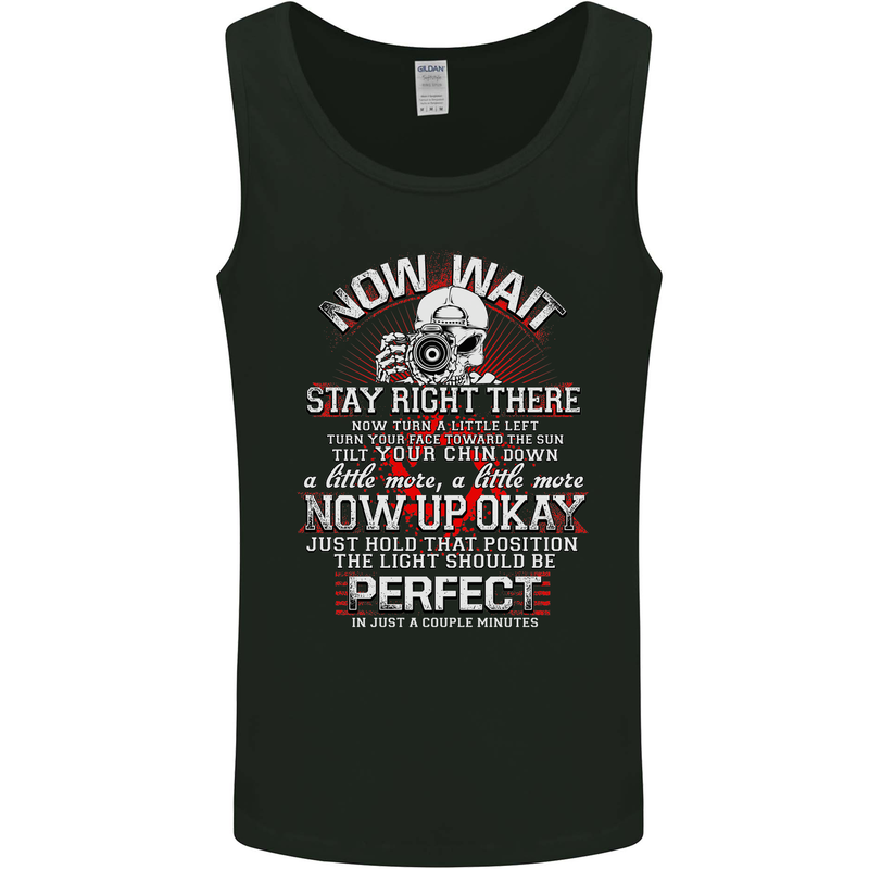 Photography Now Wait Photographer Funny Mens Vest Tank Top Black