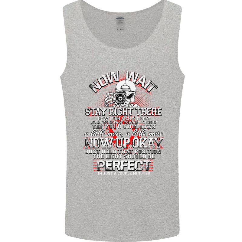 Photography Now Wait Photographer Funny Mens Vest Tank Top Sports Grey