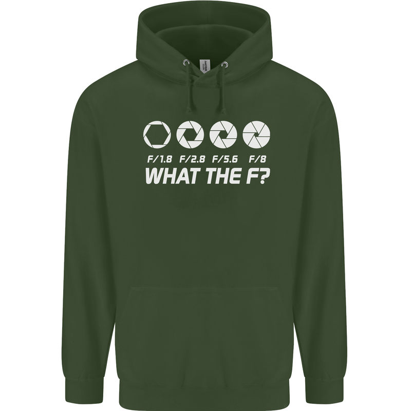 Photography What the F Stop Photographer Childrens Kids Hoodie Forest Green
