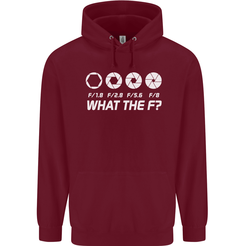 Photography What the F Stop Photographer Childrens Kids Hoodie Maroon