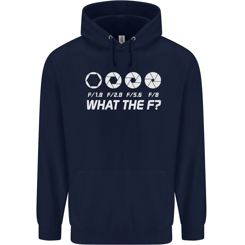 Photography What the F Stop Photographer Childrens Kids Hoodie Navy Blue