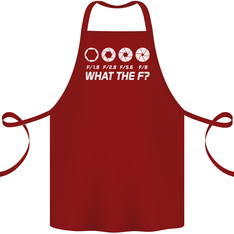 Photography What the F Stop Photographer Cotton Apron 100% Organic Maroon