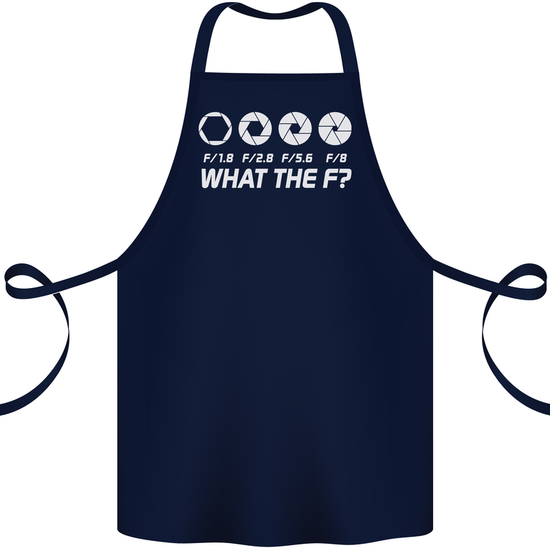 Photography What the F Stop Photographer Cotton Apron 100% Organic Navy Blue