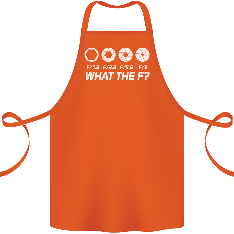 Photography What the F Stop Photographer Cotton Apron 100% Organic Orange