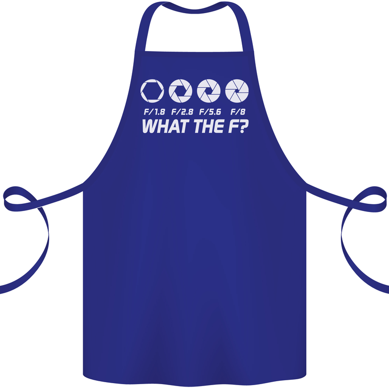 Photography What the F Stop Photographer Cotton Apron 100% Organic Royal Blue