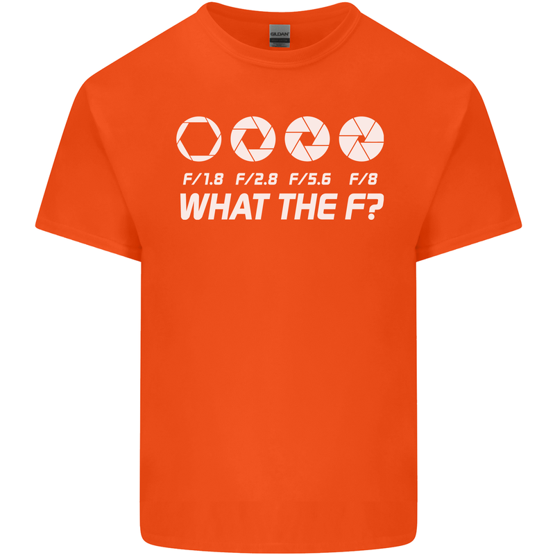 Photography What the F Stop Photographer Mens Cotton T-Shirt Tee Top Orange