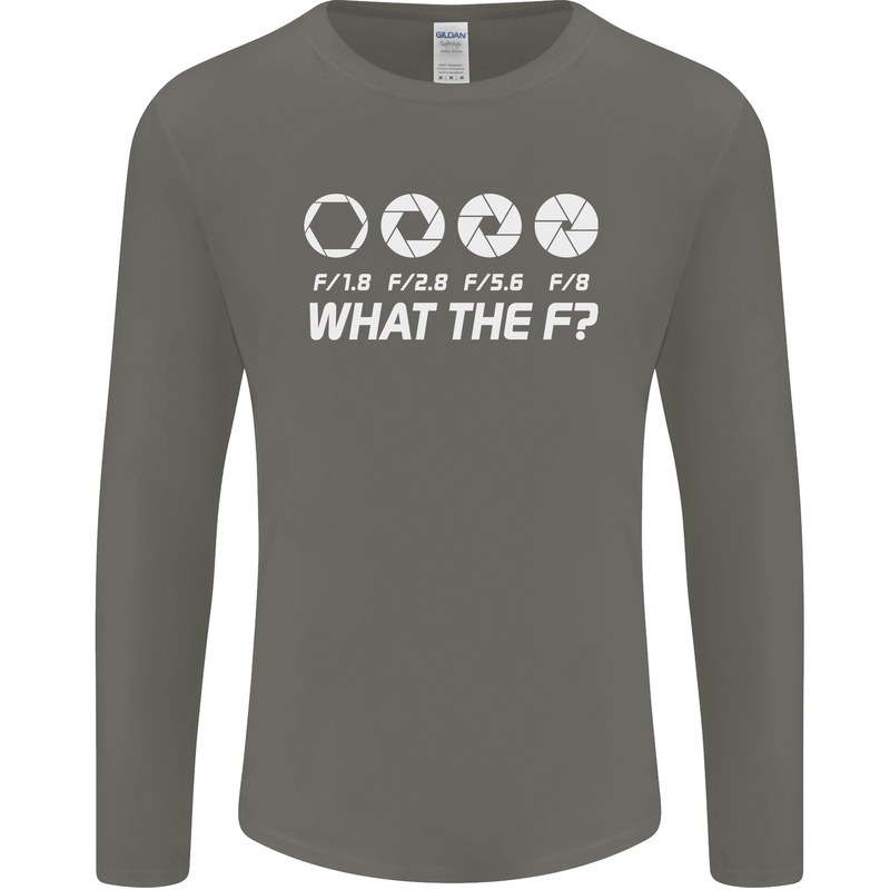 Photography What the F Stop Photographer Mens Long Sleeve T-Shirt Charcoal