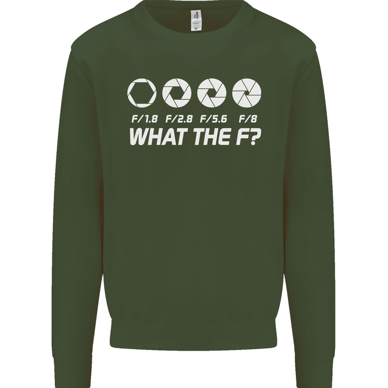 Photography What the F Stop Photographer Mens Sweatshirt Jumper Forest Green