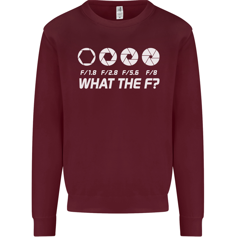 Photography What the F Stop Photographer Mens Sweatshirt Jumper Maroon