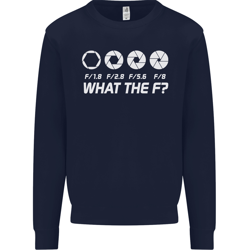 Photography What the F Stop Photographer Mens Sweatshirt Jumper Navy Blue
