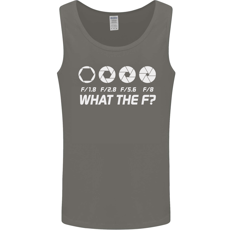 Photography What the F Stop Photographer Mens Vest Tank Top Charcoal
