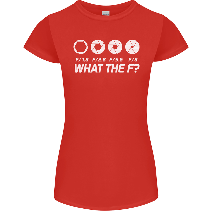 Photography What the F Stop Photographer Womens Petite Cut T-Shirt Red