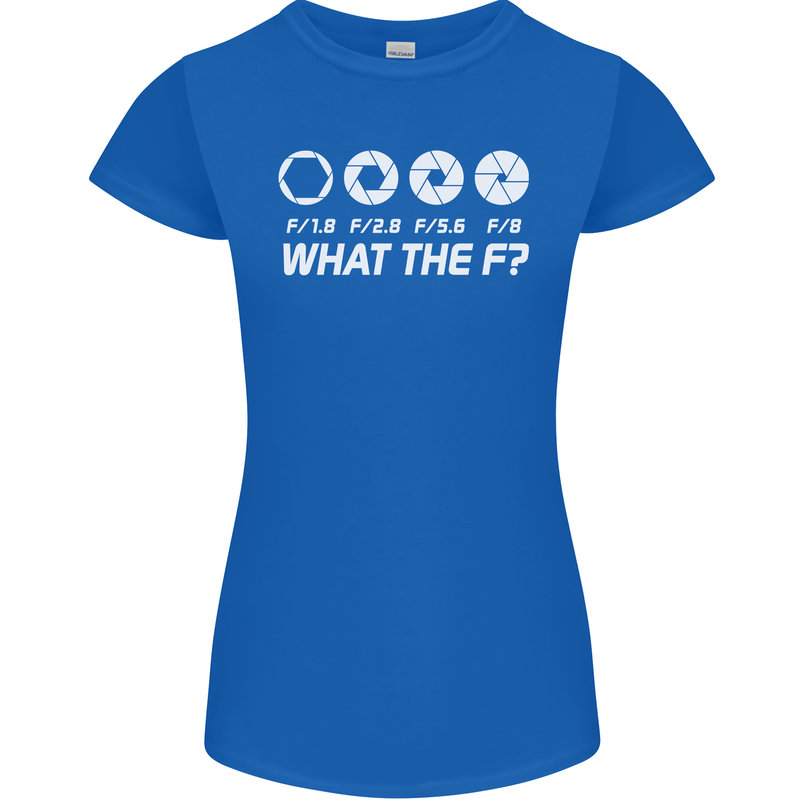Photography What the F Stop Photographer Womens Petite Cut T-Shirt Royal Blue