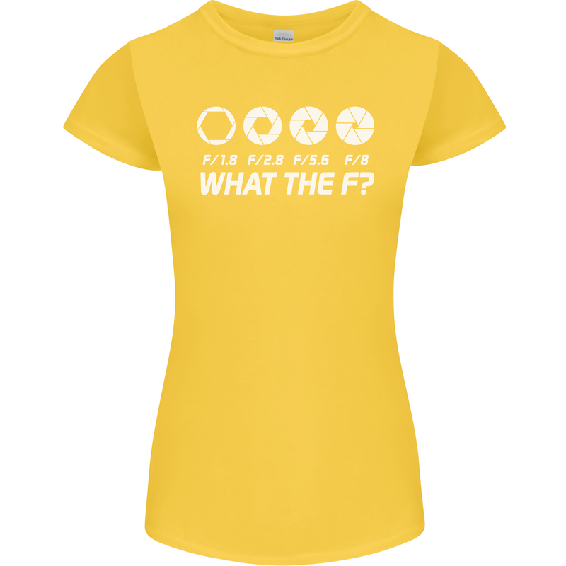 Photography What the F Stop Photographer Womens Petite Cut T-Shirt Yellow
