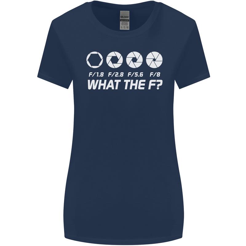 Photography What the F Stop Photographer Womens Wider Cut T-Shirt Navy Blue