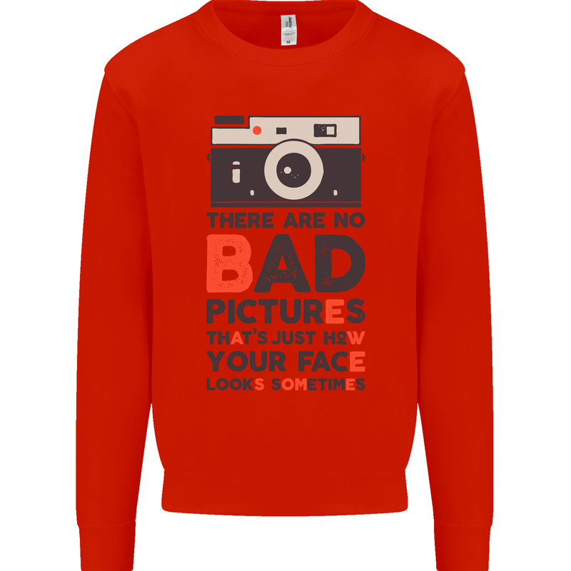 Photography Your Face Funny Photographer Kids Sweatshirt Jumper Bright Red