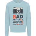Photography Your Face Funny Photographer Kids Sweatshirt Jumper Light Blue