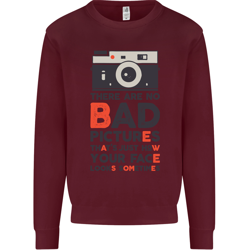 Photography Your Face Funny Photographer Kids Sweatshirt Jumper Maroon