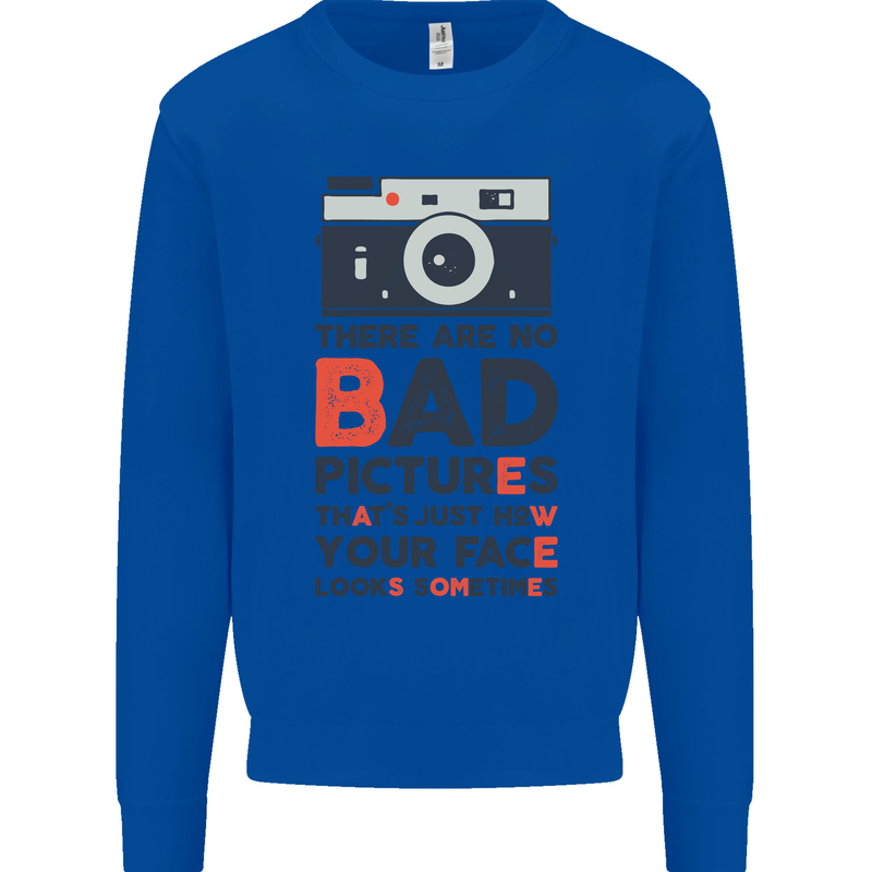 Photography Your Face Funny Photographer Kids Sweatshirt Jumper Royal Blue