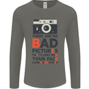 Photography Your Face Funny Photographer Mens Long Sleeve T-Shirt Charcoal