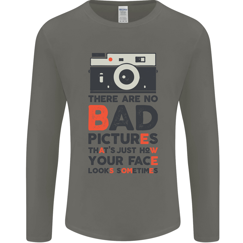 Photography Your Face Funny Photographer Mens Long Sleeve T-Shirt Charcoal