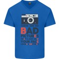 Photography Your Face Funny Photographer Mens V-Neck Cotton T-Shirt Royal Blue
