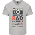 Photography Your Face Funny Photographer Mens V-Neck Cotton T-Shirt Sports Grey