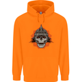 Pickelhaube Skull Prussian Helmet Biker Childrens Kids Hoodie Orange