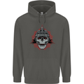 Pickelhaube Skull Prussian Helmet Biker Childrens Kids Hoodie Storm Grey